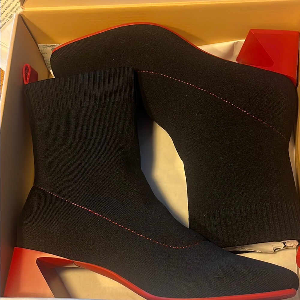 Vivaia Stylish Black and Red Women's Ankle Boots